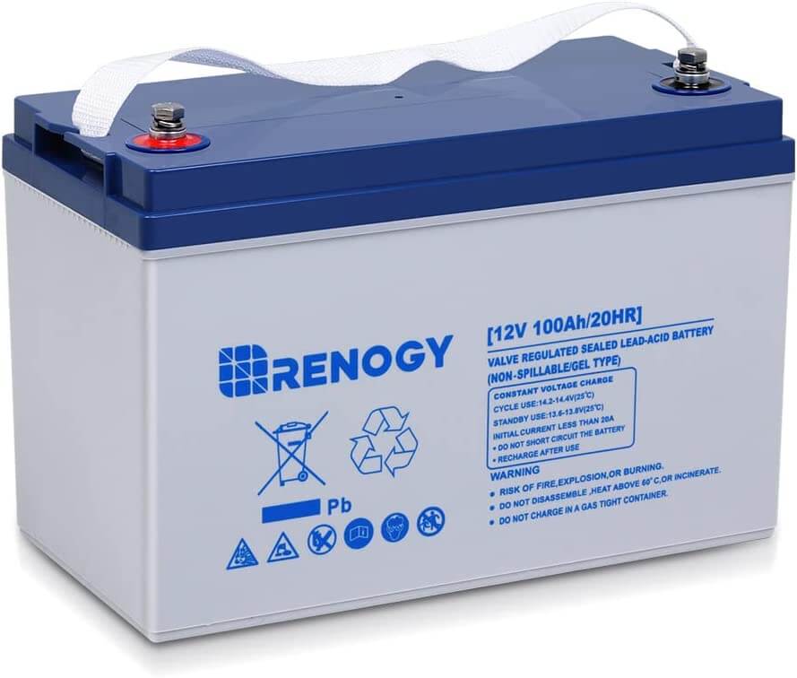 Renogy Batería de gel híbrida de ciclo profundo de 12V y 100 AH, más de 750 ciclos