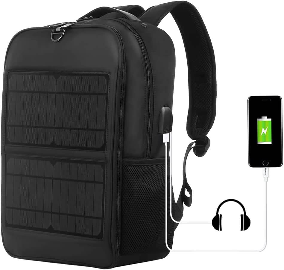 Mochila Solar 14W, bolsa para portátil con mango y puerto de carga USB
