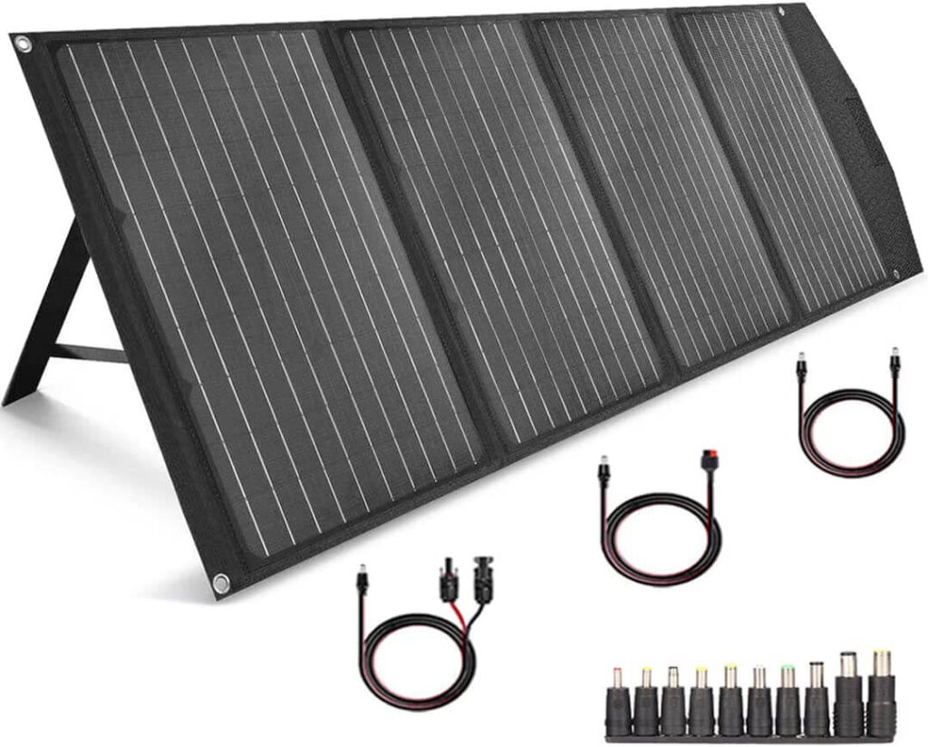 Panel solar portátil de 120W para generador de estación de energía, resistente al agua IP65 con 4 salidas CC/USB/QC3.0/Tipo C