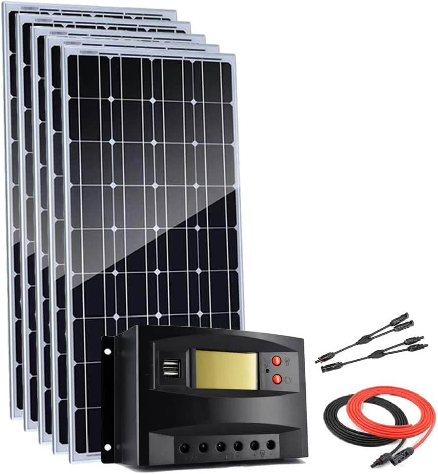 Giosolar - Kit de panel solar monocristalino de 100W, 12V - Kit de 500W