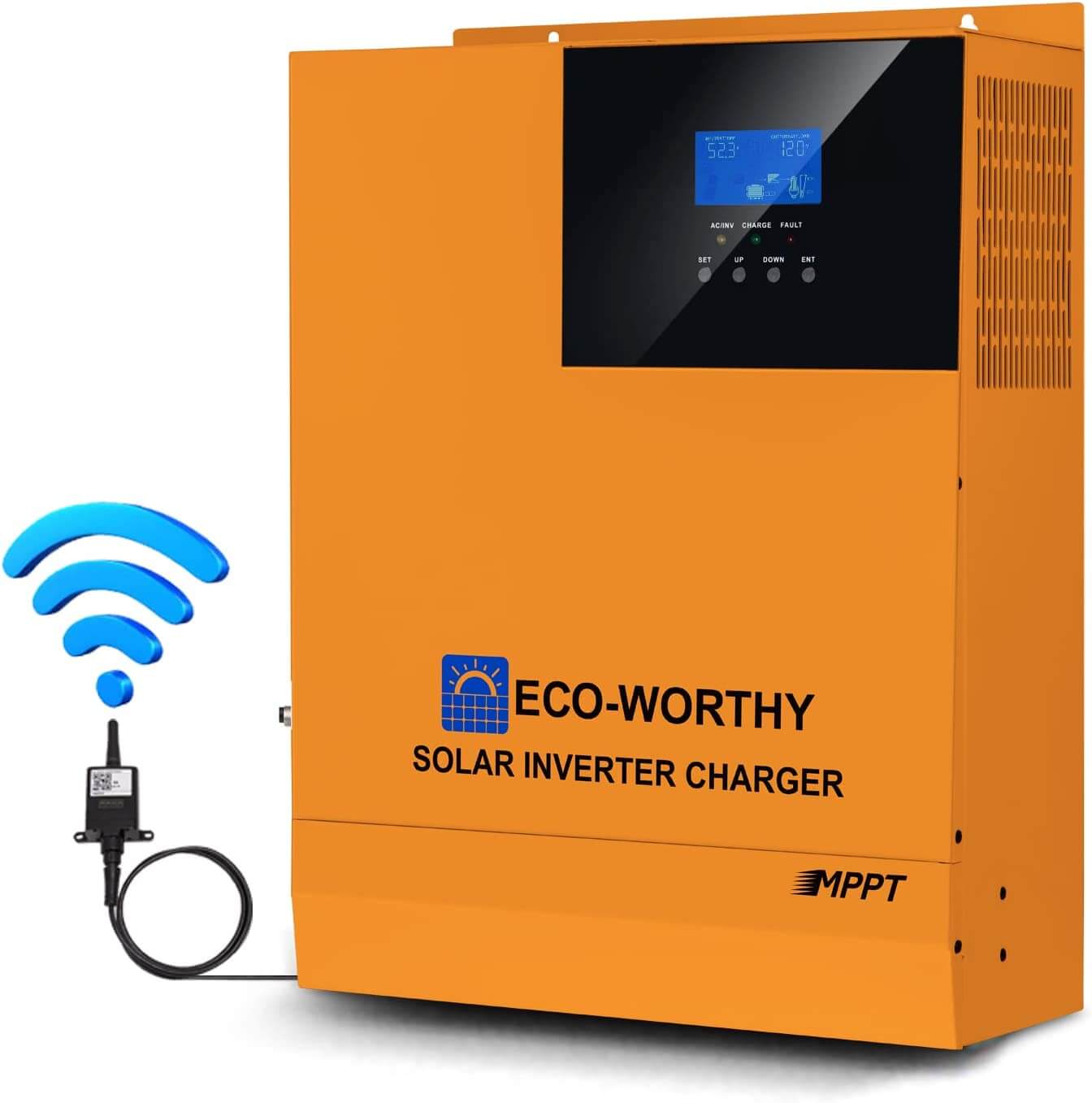 ECO-WORTHY Inversor cargador híbrido solar todo en uno integrado de 3000W 24V, controlador MPPT 60A para sistema fuera de la red