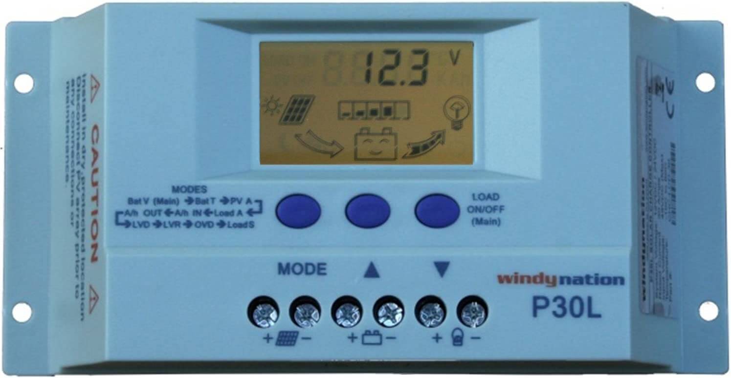WindyNation Regulador de carga PWM, pantalla digital LCD