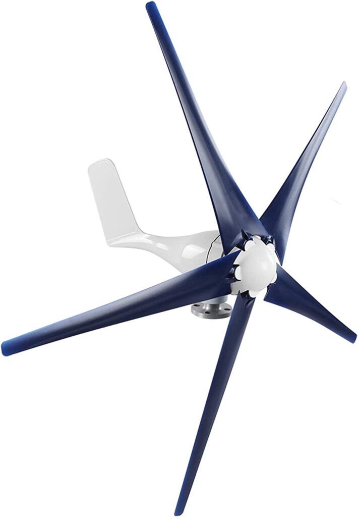 Juego de aerogenerador de molino de viento de 1600W, 5 aspas pequeñas (azul 24 V)