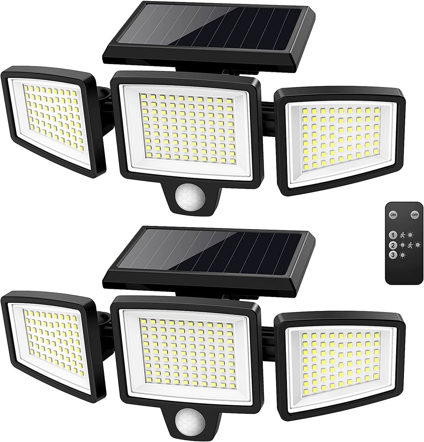 Tuffenough - Luces solares para exteriores, 2500 lúmenes, 210 luces LED de seguridad con control remoto