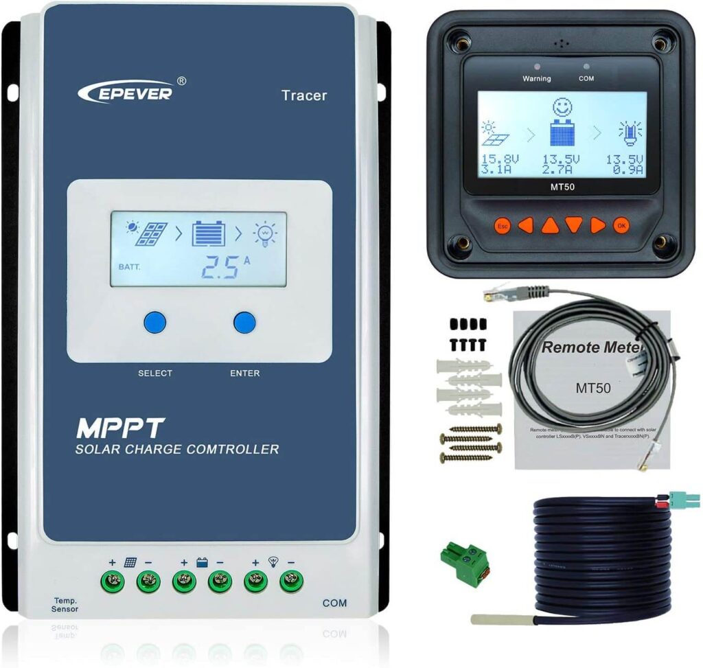 EPEVER MPPT Controlador de carga 30A Tracer3210AN + Medidor remoto MT50 + Sensor de temperatura RTS 12V/24V