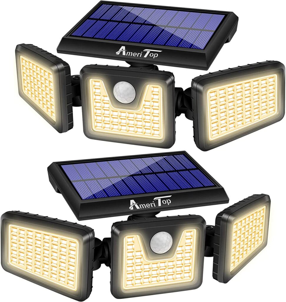 AmeriTop Luces solares para exteriores, paquete de 2, 800 lúmenes, inalámbricas