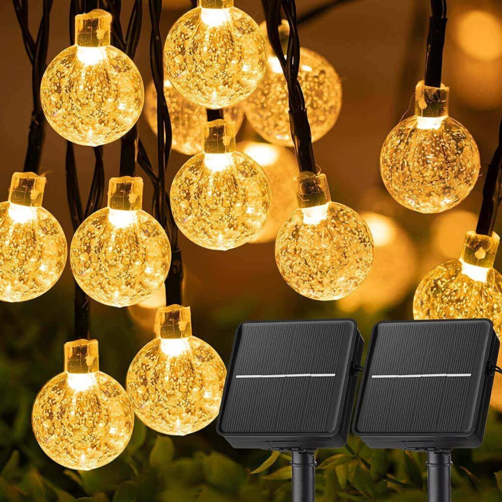 Cadena de luces solares decorativas impermeables (blanco cálido)