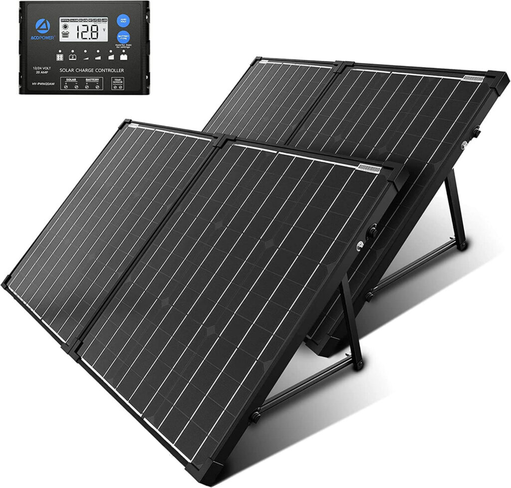ACOPOWER Kit de panel solar portátil de 200W, controlador de carga impermeable de 20A para batería de 12 V/24V