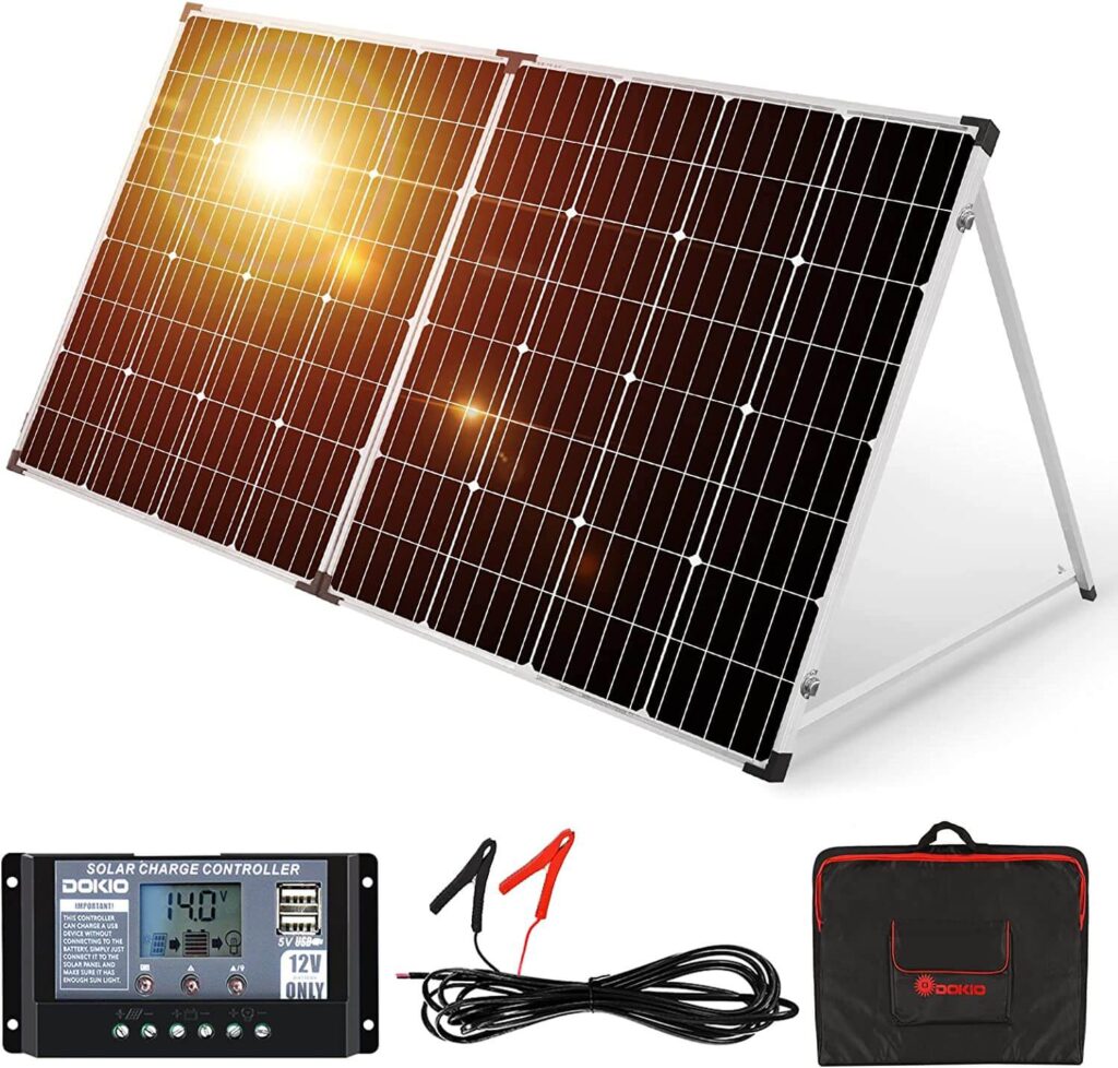 DOKIO Panel solar monocristalino plegable de 18V, 200W