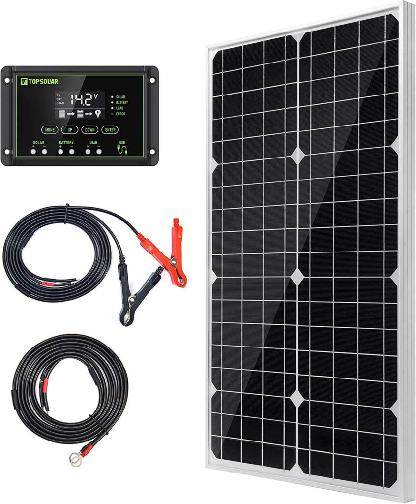 Topsolar Kit de panel solar de 30W 12V monocristalino con controlador de carga solar de 10A