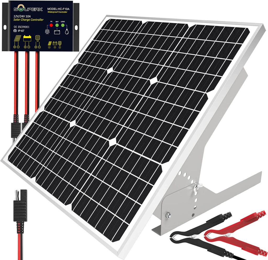 SOLPERK Kit de panel solar de 50W/12V, mantenedor de cargador de batería solar