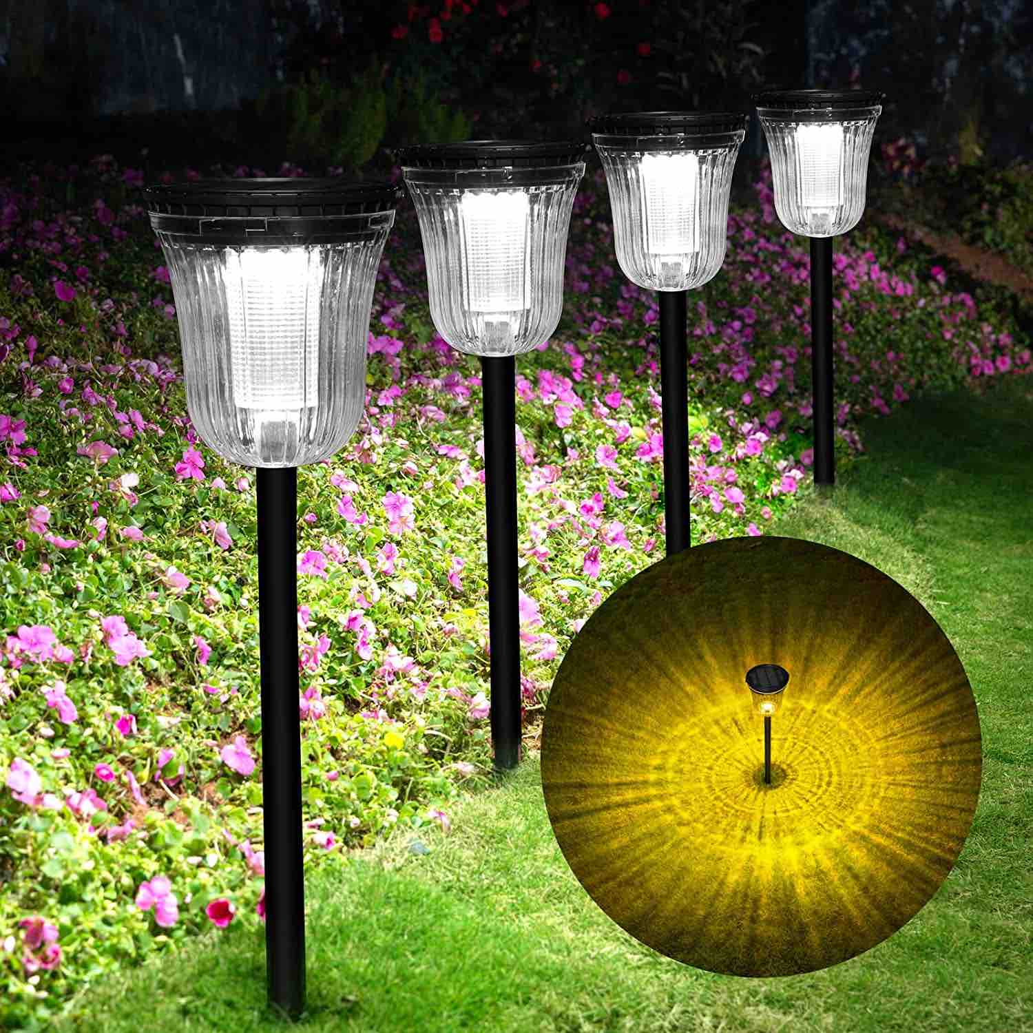 WTGEGF Balizas solares potentes para caminos, paquete de 4 luces, 200 lúmenes