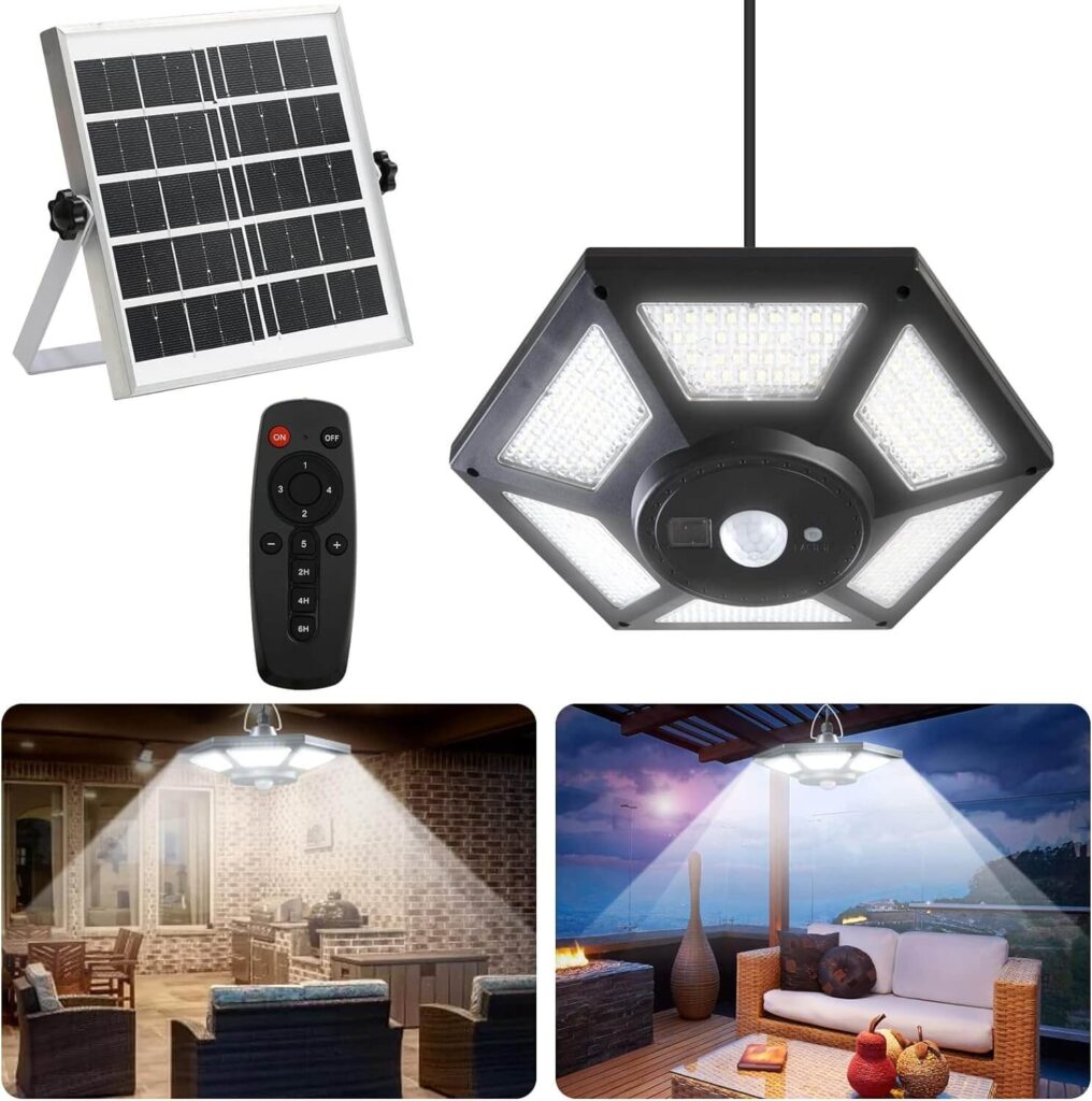 AGPTEK Luz Solar para Interior, Lámpara Colgante con Mando, 180 LED