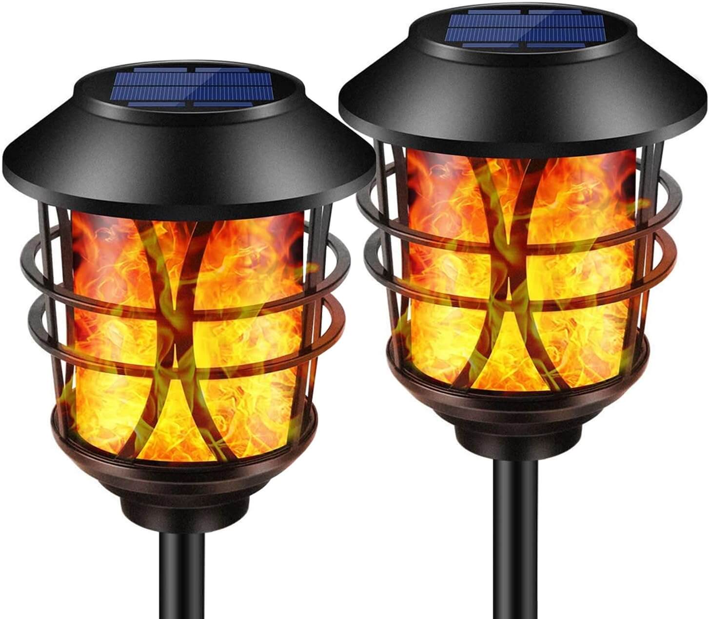 SOLARBABY Luces solares Negro Metal llama parpadeante Clase A++