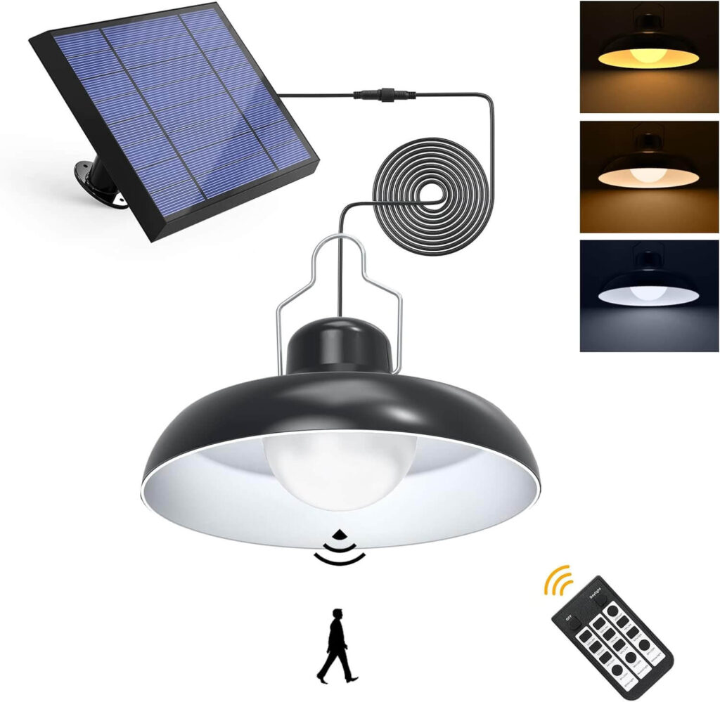 AYCLIF Lampara Solar Interior, Con Mando a Distancia, Luces Colgantes Solares de 3 Colores, IP65 Impermeable
