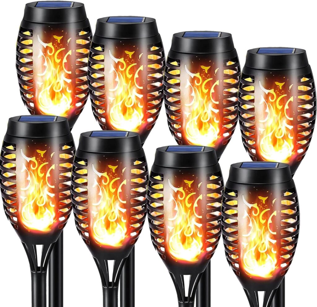 Antorchas Solares Exterior Jardín, NEXVIN 8 Piezas, con llamas Realistas, IP65 Impermeable