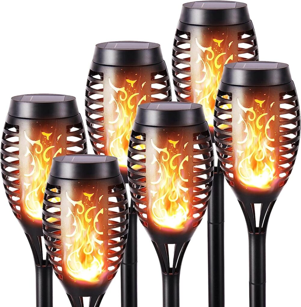 Luces de llamas Solares realistas - Geemoo 6 Piezas, IP65 Impermeable
