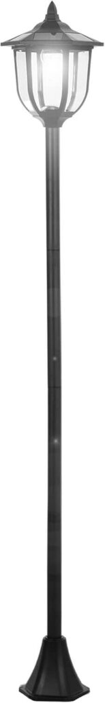 Outsunny Farola Solar con Panel Solar, 6 LED, encendido Automático y Autonomía de 6 Horas, Negro Ø26,5 x 177cm