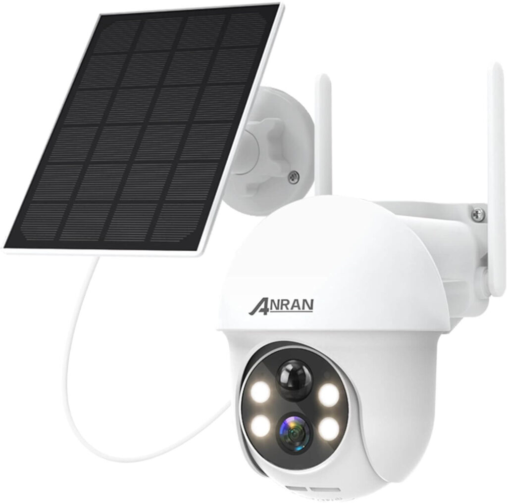 ANRAN 2K - Cámara Vigilancia WiFi Exterior Solar, Detección de Movimiento PIR, Visión Nocturna a Color, Audio Bidireccional, Compatible con Alexa, Q01