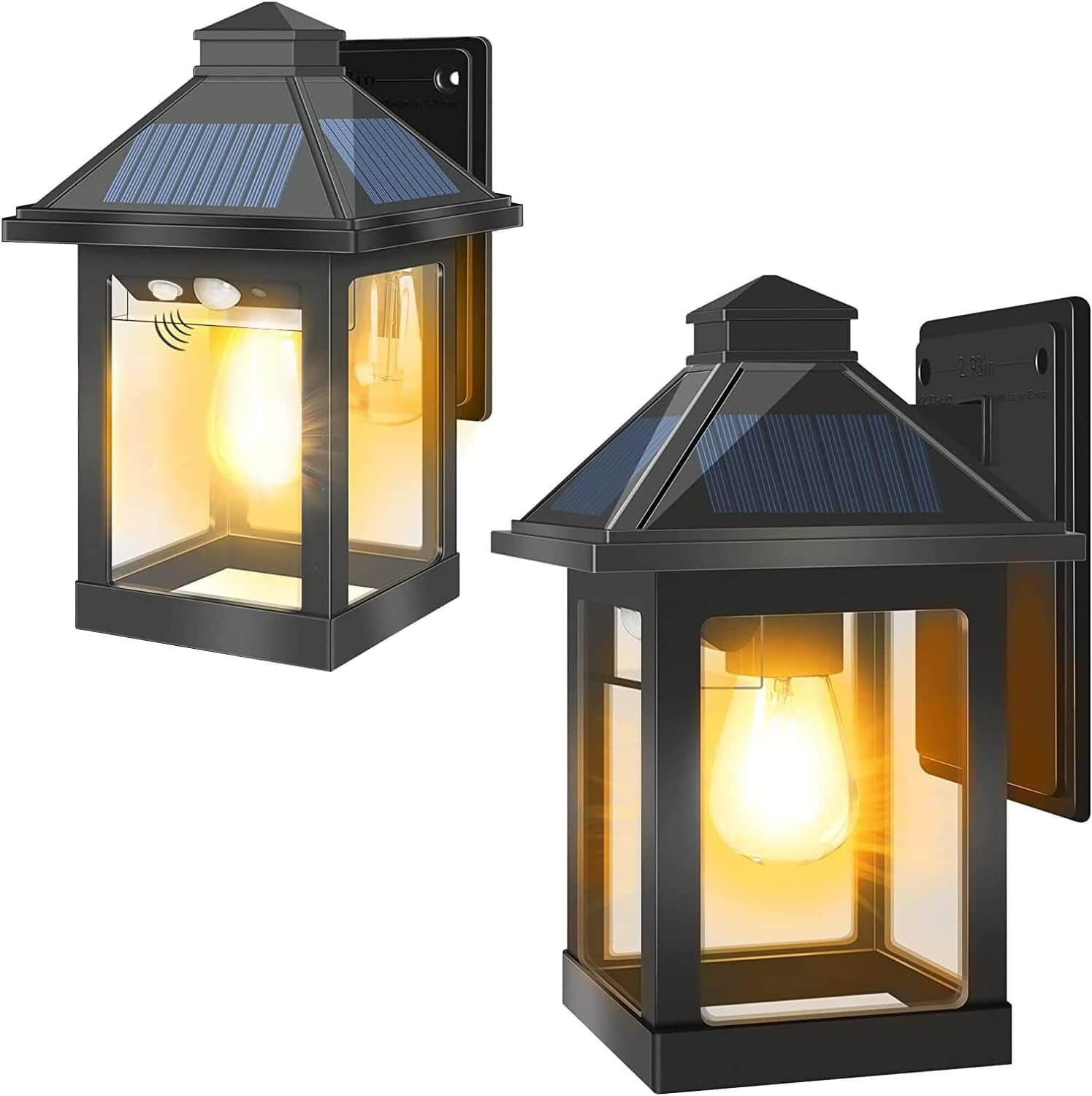 Faroles Solares de Exterior, COLBOR Luces Vintage (2 Piezas), IP65 para Garaje Jardín Patio, Foco-Solar-Exterior