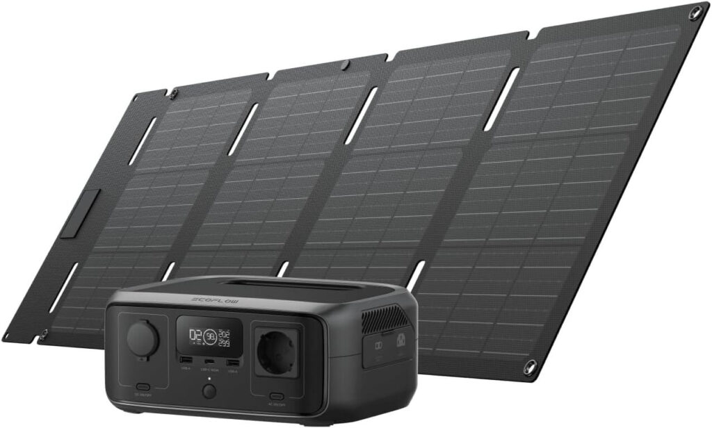 Estación de energía portátil EF EcoFlow RIVER 3, panel solar 45W, batería LFP 245 Wh, salida 600W, SAI en