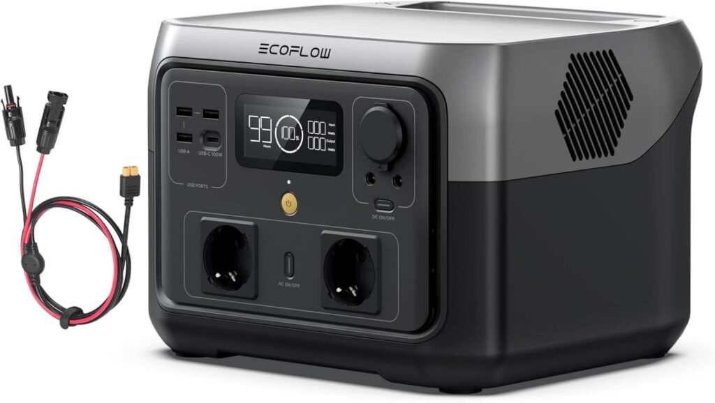 EF ECOFLOW River 2 Max 512 Wh Estación de energía portátil con cable XT60i, generador solar con LiFeP04, hasta 1000W de potencia