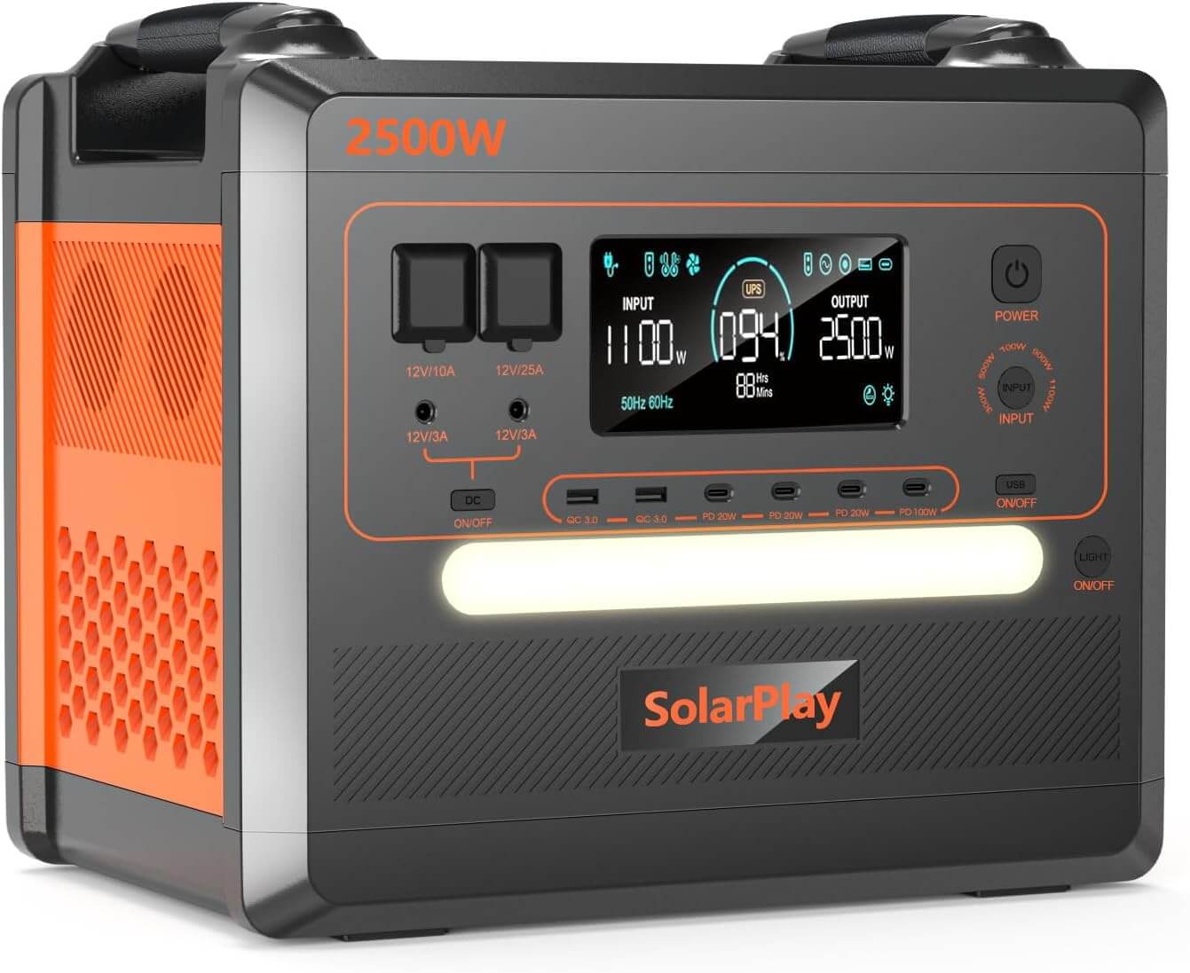 SOLARPLAY estación de energía portátil, generador solar de 2300Wh (2500W salida) Estación de energía para el hogar, camping, autocaravana, pesca