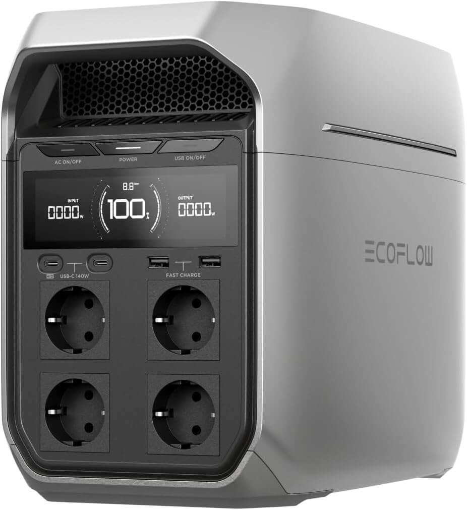 Estación de energía portátil EF ECOFLOW DELTA 3 Plus, batería LiFePO4 1024Wh, carga completa en 56 minutos, generador solar de 1800W