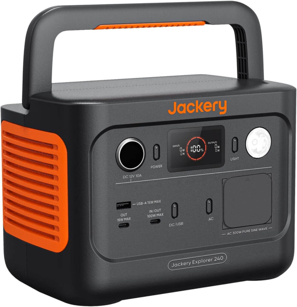 Estación de Energía Portátil Jackery Explorer 240 V2, 256Wh Batería LiFeP04, 300W CA/100W USB-C