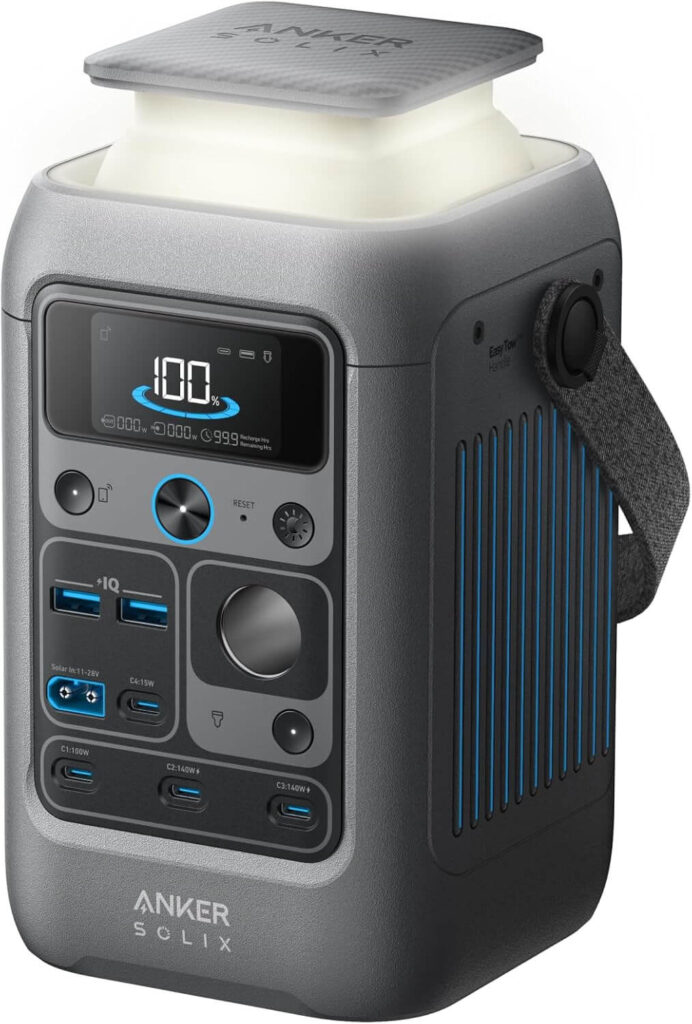 Anker SOLIX C300 DC Power Bank Station, estación de energía para Exteriores de 288WH (90 000 mAh), LiFePO4, generador Solar de 300W