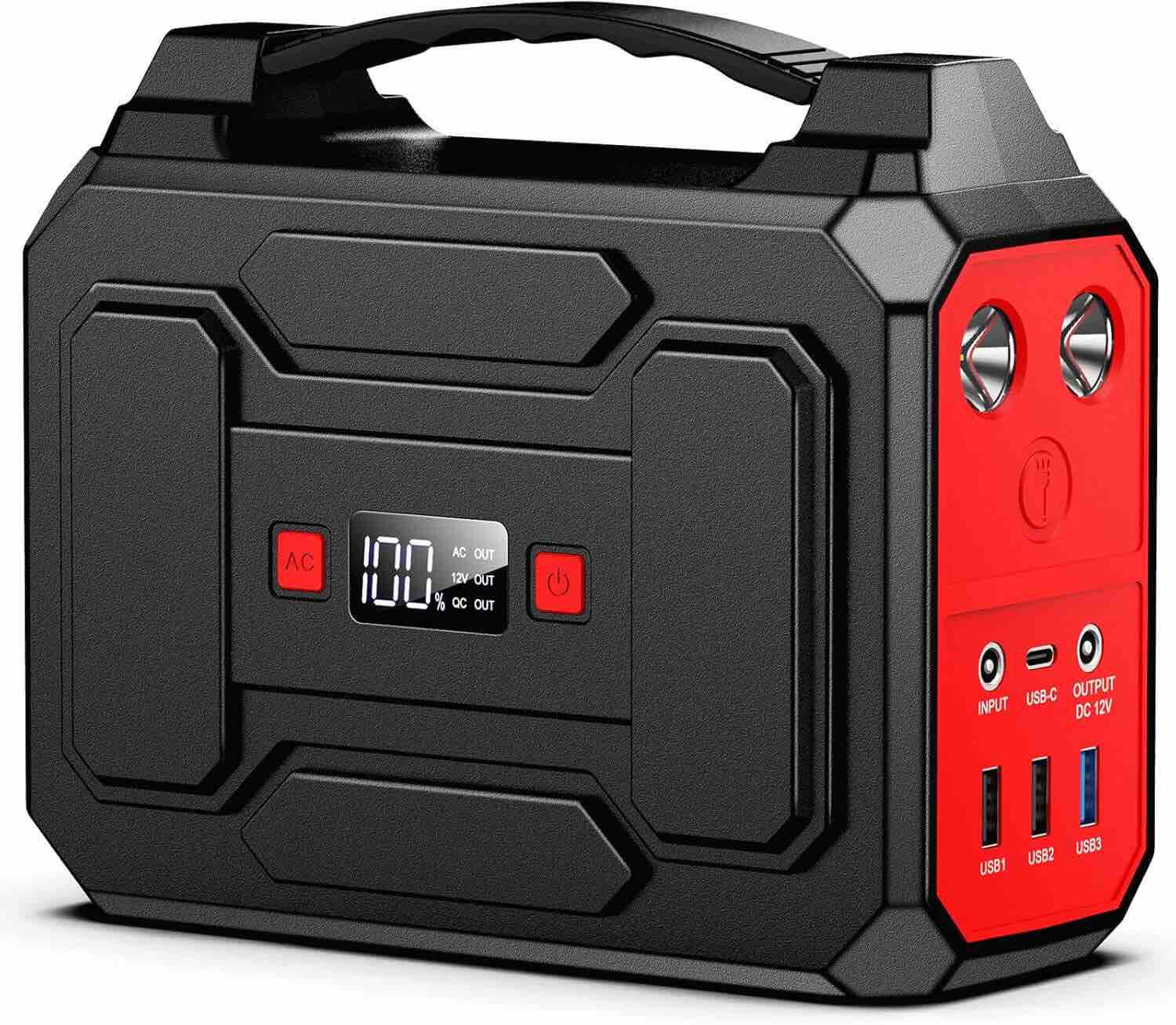 Powkey Estación de energía portátil 99Wh/27000mAh, 100W, generador solar con salida de 230 V CA, QC 3.0, 18W, USB/tipo C